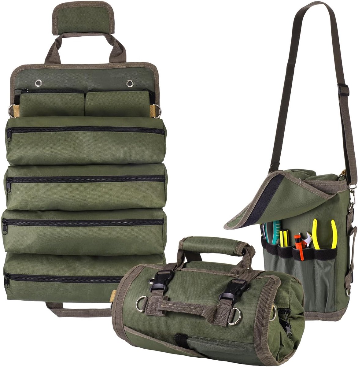SnelShoppen - Tool Roll Leeg - Gereedschap Roll Bag met 6 Opbergvakken, Duurzaam en Scheurvast, Handige Draagtas voor Mechanica, Perfect als Vaderdag