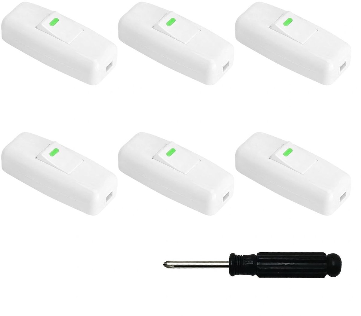 Intermediate Schakelcabel Set van 6 Stuks voor 2-Core Voedingskabels - Lampen en Tafellampen Schakelaar in Wit