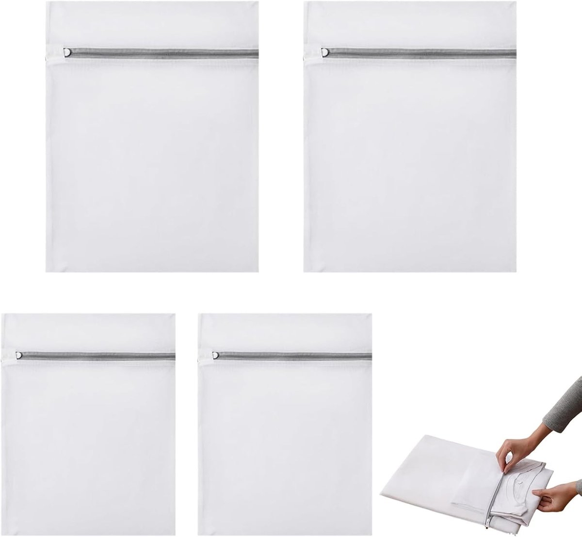 Set van 4 waszakken voor delicate was - herbruikbare netten met rits voor lingerie, ondergoed en fijne kleding - 30 x 40 cm en 40 x 50 cm
