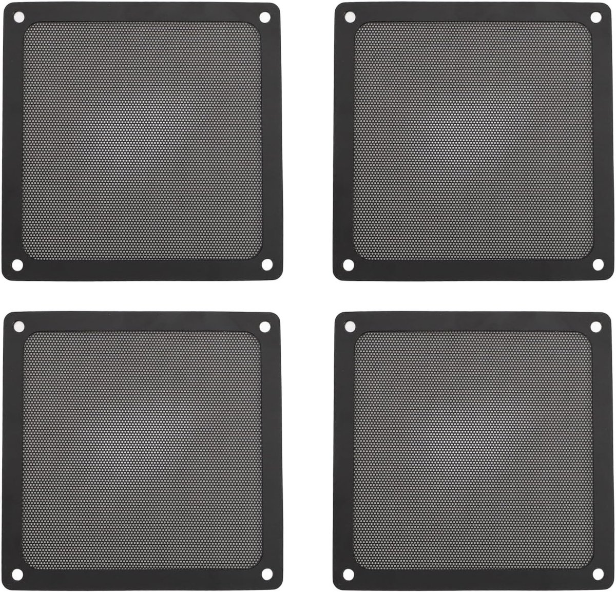 Stoffilter, 4 stuks, 140 mm ventilatorafdekking, voor magnetische stofventilatoren (zwart)