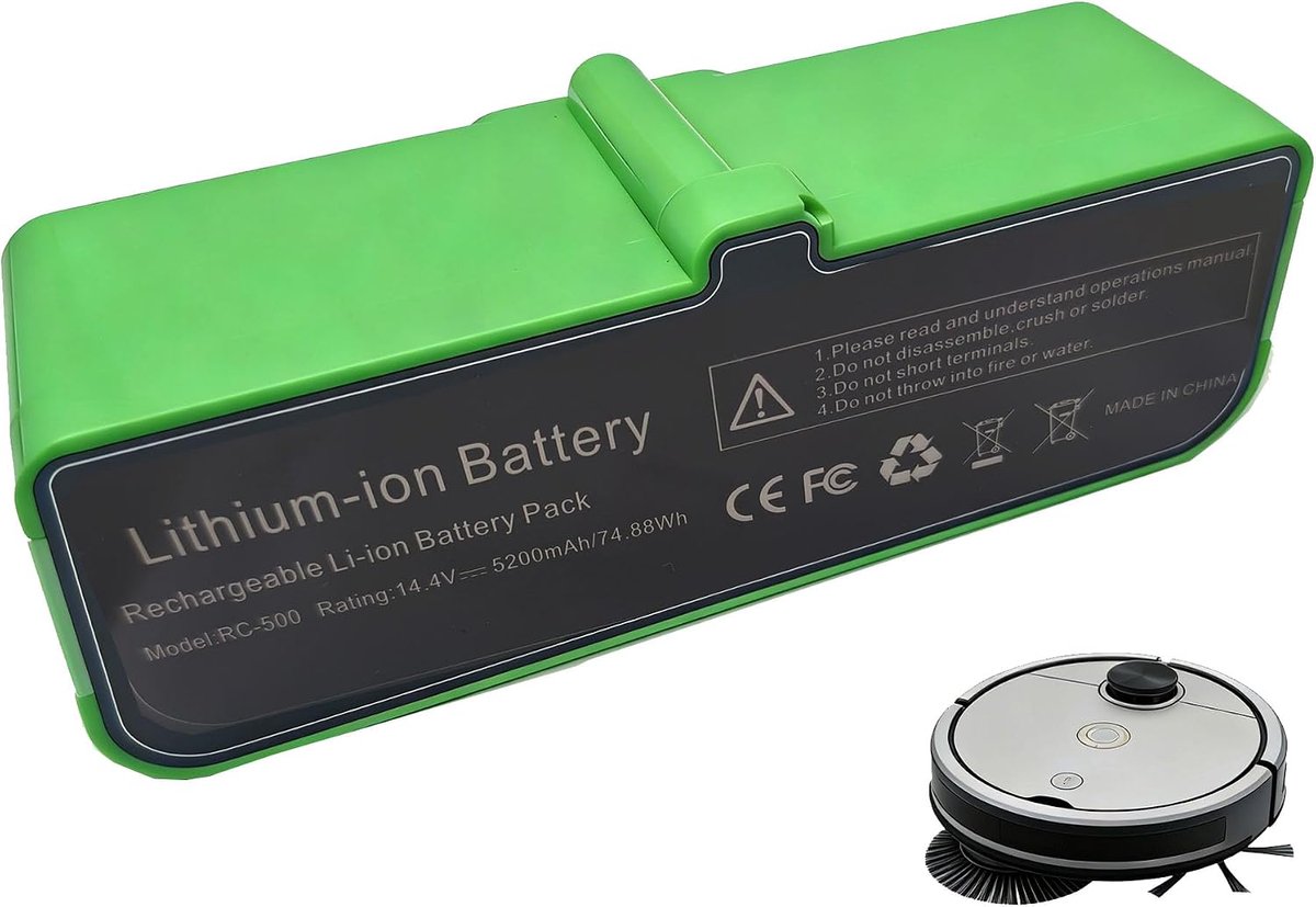 5200mAh krachtige accu 14,4 V voor iRobot Roomba 500 600 700 800 900 serie stofzuigerrobot, reserveaccu compatibel met 960 980 895 896