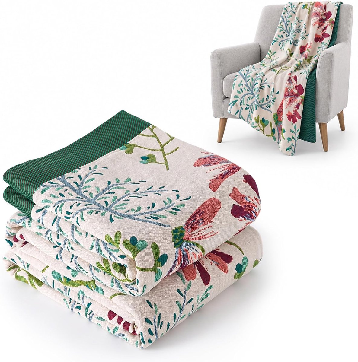 Boho sprei 150 x 200 cm van 100% katoen dubbelzijdig mousseline