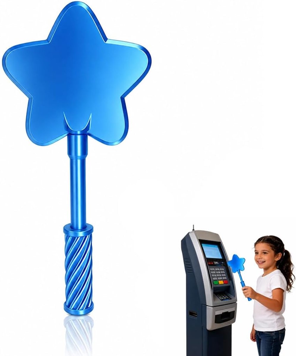 1 stuk Creditcardhouder met staafje, nieuw model 2026, 3D Magic Wand voor creditcards (blauw), sterrenvormig creditcardstaafje voor betalingen op raves, grappen en contactloos betalen