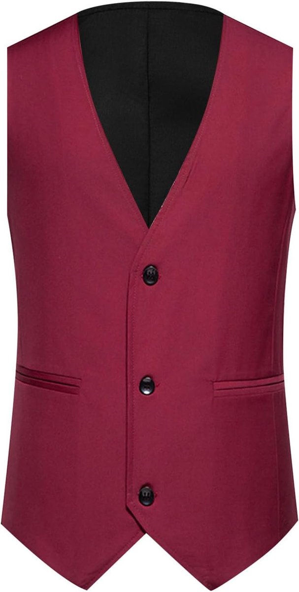 Modieus kostuumvest voor heren met knoopsluiting (rood, L)