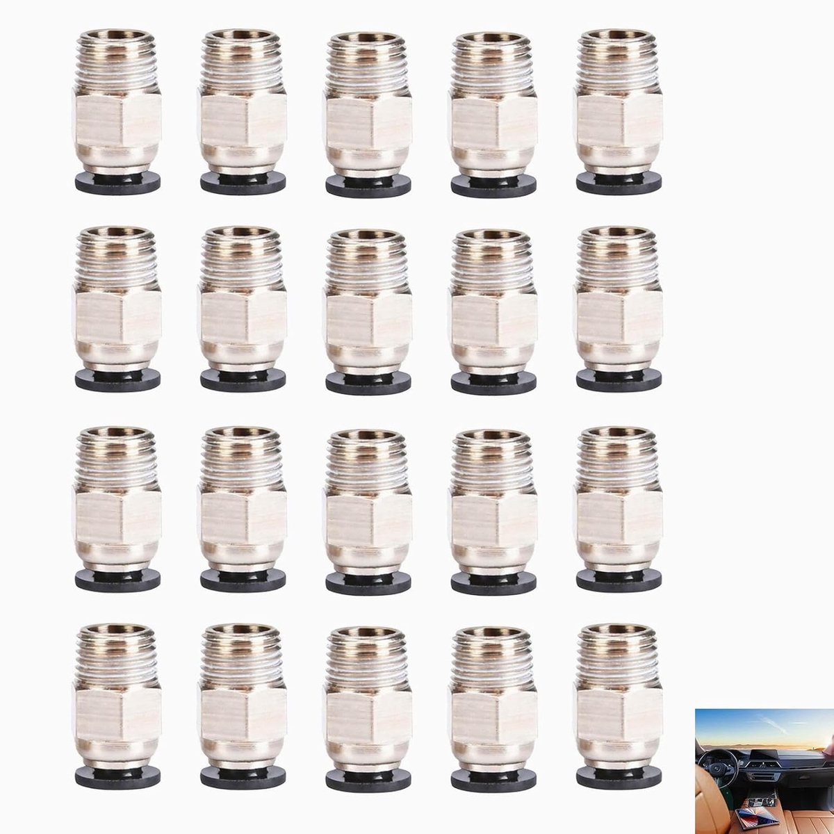 20 stuks PC4-M10 pneumatische connectoren voor PTFE-buizen – snelkoppelingen van roestvrij staal voor E3D V6 extruder met lange afstand voor 3D-printers – pneumatische aansluiting voor PTFE-buizen