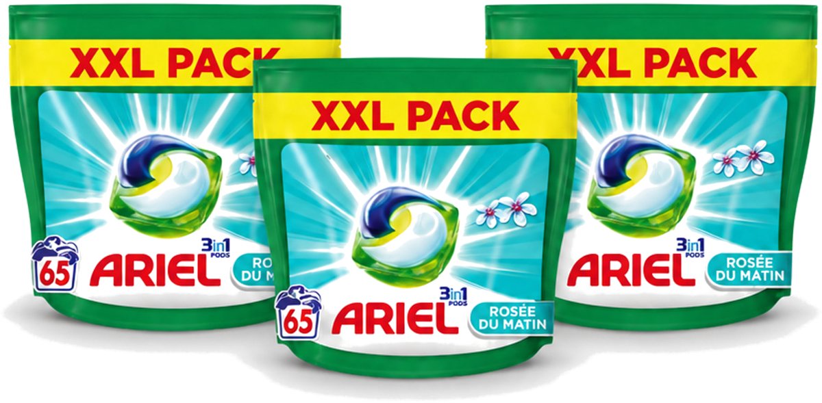 3 x Ariel – Pods 3in1 – Rosée du Matin – 1332 g – 65 wasbeurten - Voordeelverpakking - 3 stuks
