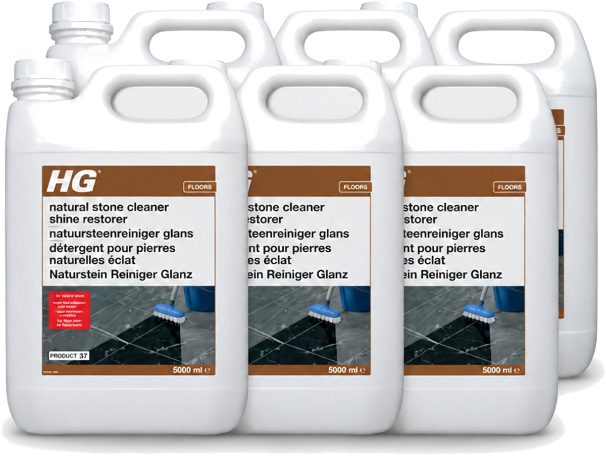 6 x HG - Natuursteenreiniger Glans - 40 Dweilbeurten - 5L - Voordeelverpakking - 6 stuks