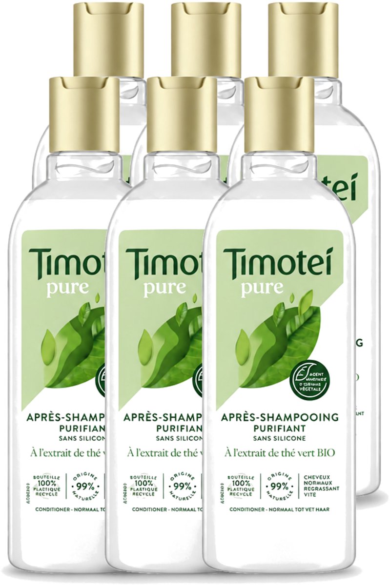 6 x Timotei Conditioner - pure groene thee - 300 ml - Voordeelverpakking - 6 stuks