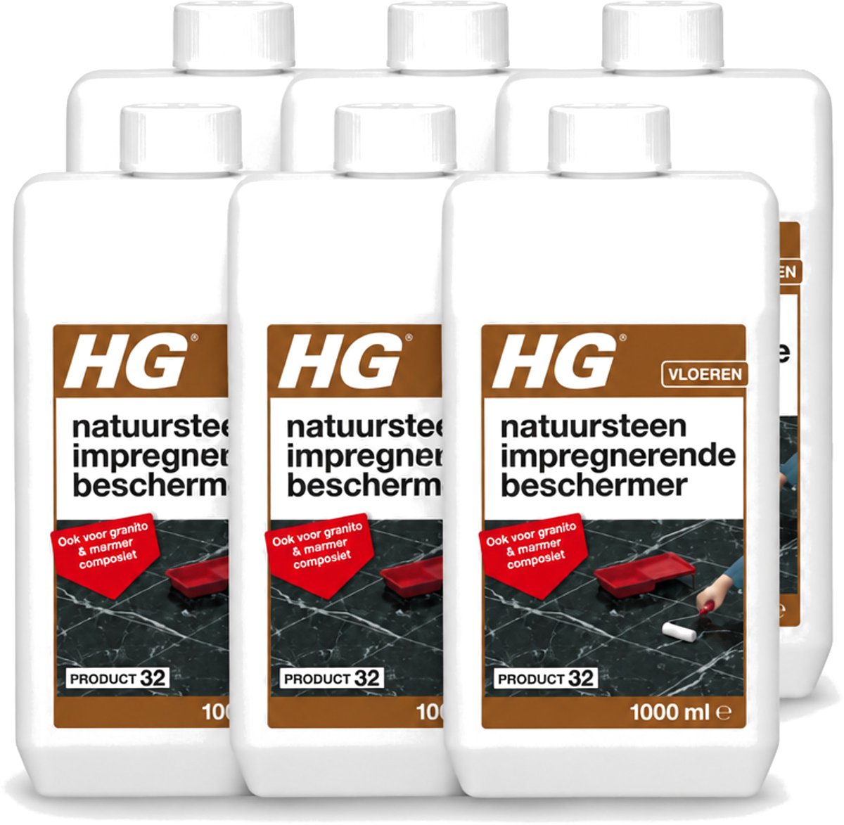 6 x HG - Natuursteen Impregnerende Beschermer - Ook Voor Granito & Marmer Composiet - 1L - Voordeelverpakking - 6 stuks