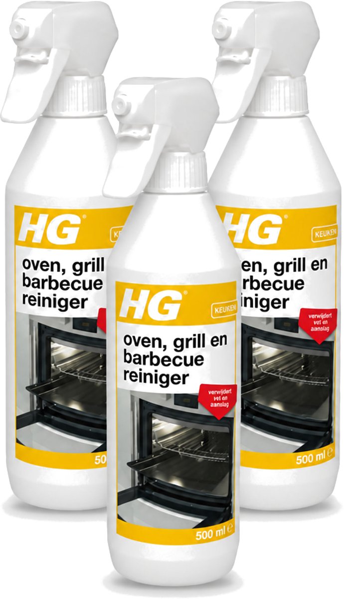 3 x HG - Oven, Grill & Barbecuereiniger - Actief Krachtschuim - 500 ml - Bulkverpakking - 3 stuks