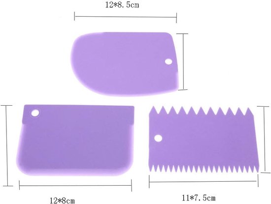 3 STKS Plastic Cake Scraper Set Gebak Deeg Spatel Fondant Cream Cake Scraper Kam Icing Scraper Cake Decoreren Plain Cutters (Wit) — afbeelding 2