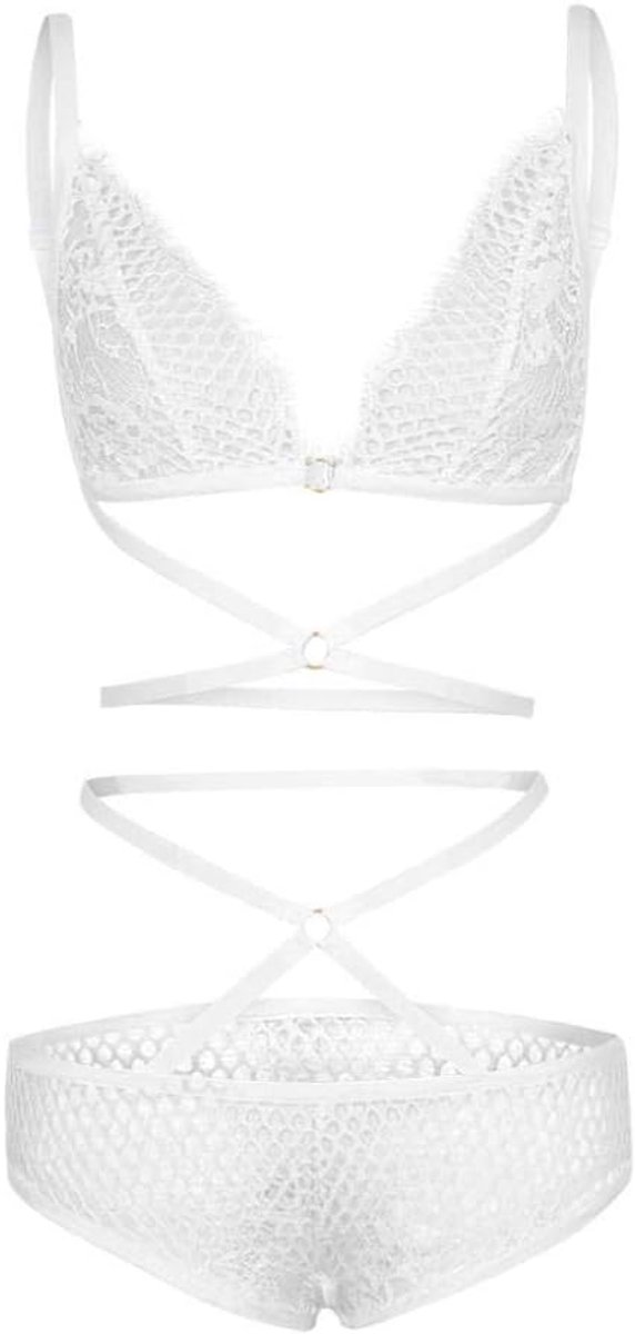 Lingerie & ondergoed Vrouwen Sexy Ondergoed Set Lace Mesh Corset Lingerie Opengewerkte String