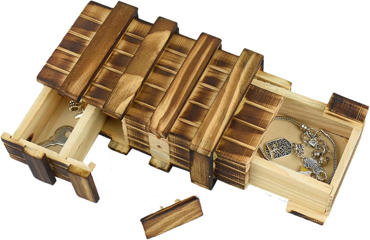 Geschenkdoos, puzzeldoos met 2 geheime vakken, magische doos voor geldgeschenken, verpakking voor volwassenen en kinderen, Kerstmis, verjaardag, hersenen, teaser
