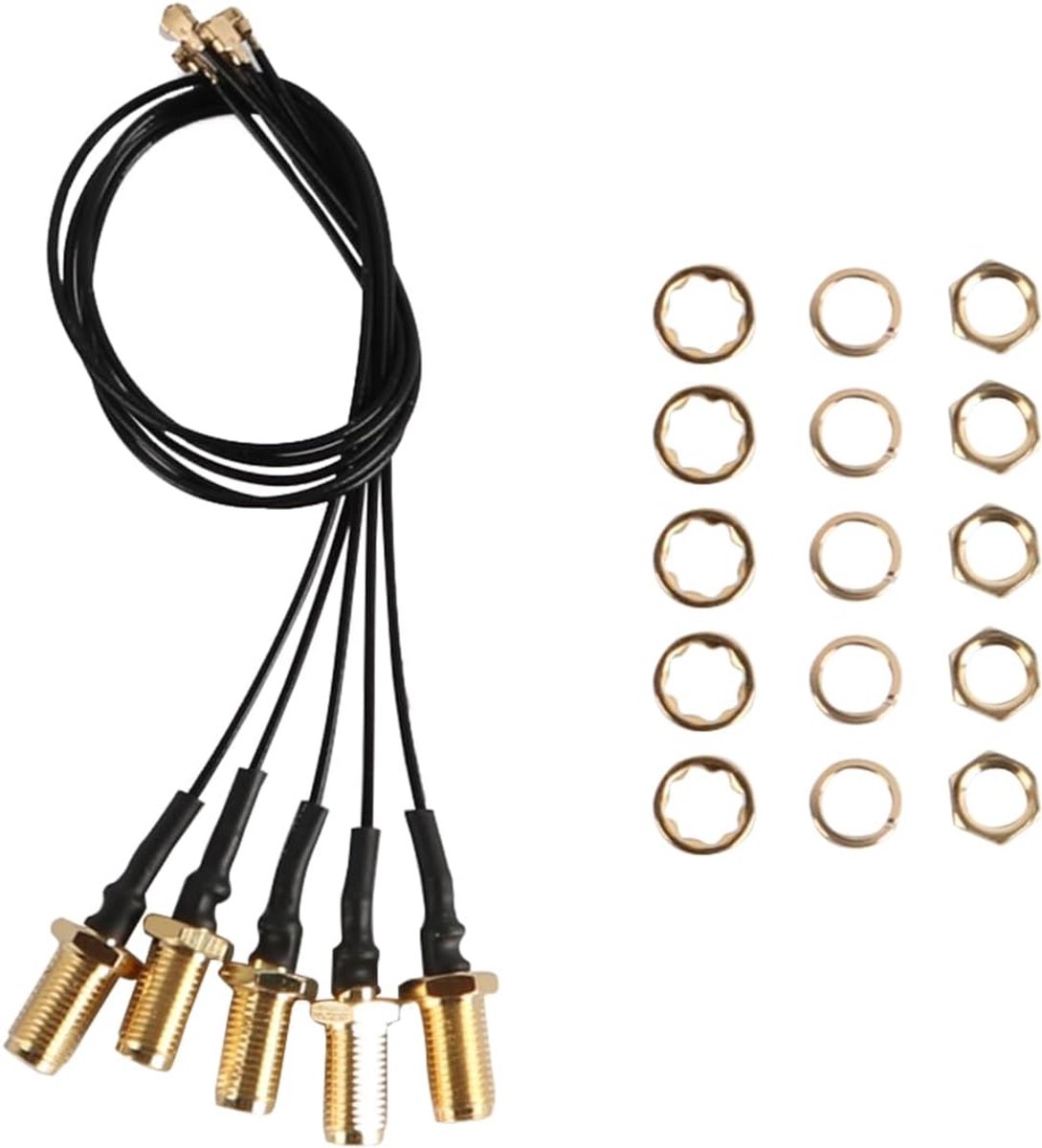 5 stuks U.FL naar SMA (omgekeerde polariteit) 20cm - IPX/SMA-vrouw WiFi/FPV-antennekabel - Buitenspiraal met binnengat