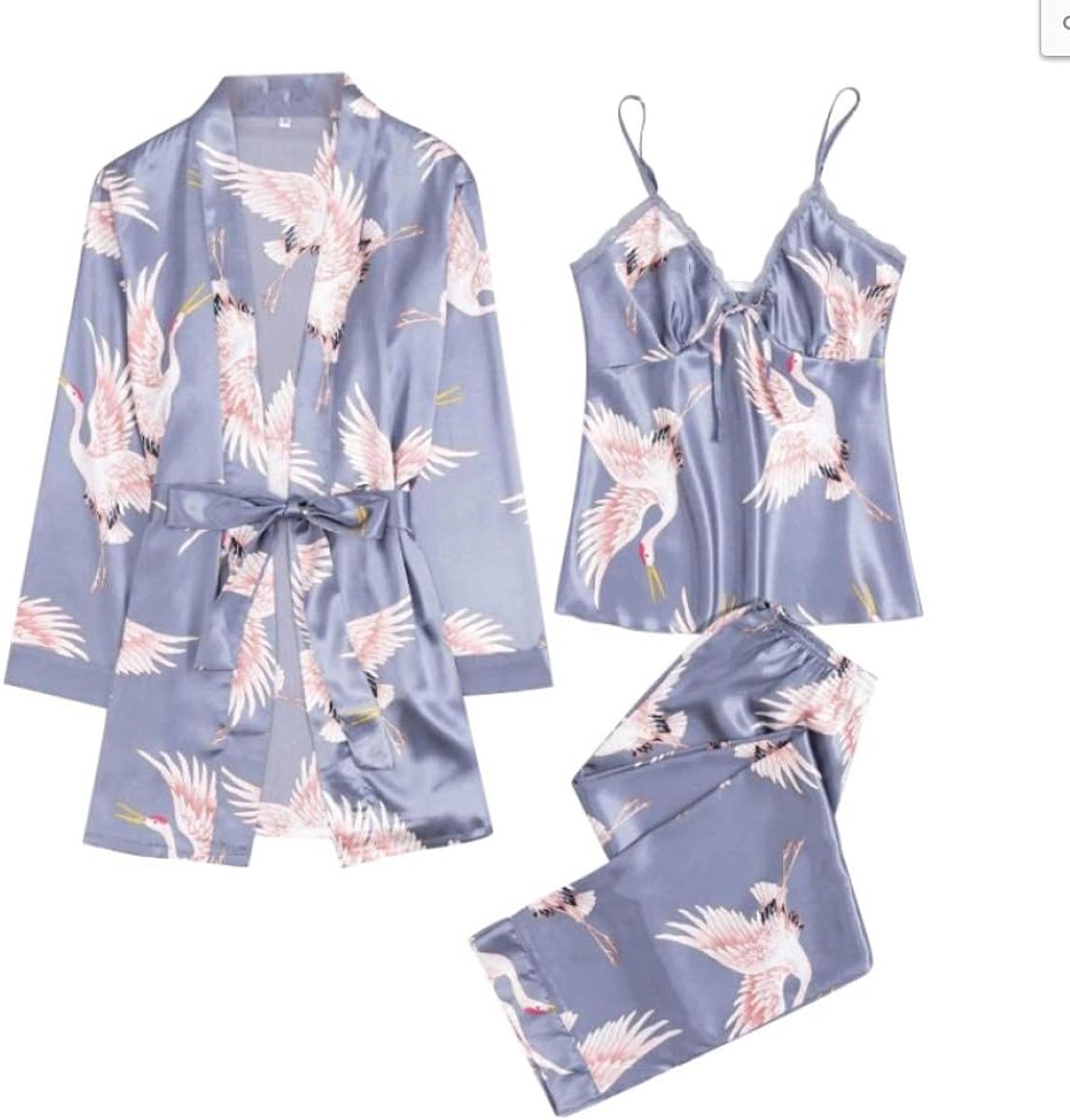 Lingeriesets dames Dames Pyjama Nachtkleding Sexy Bralette Shorts Badjas Satijnen pyjamaset