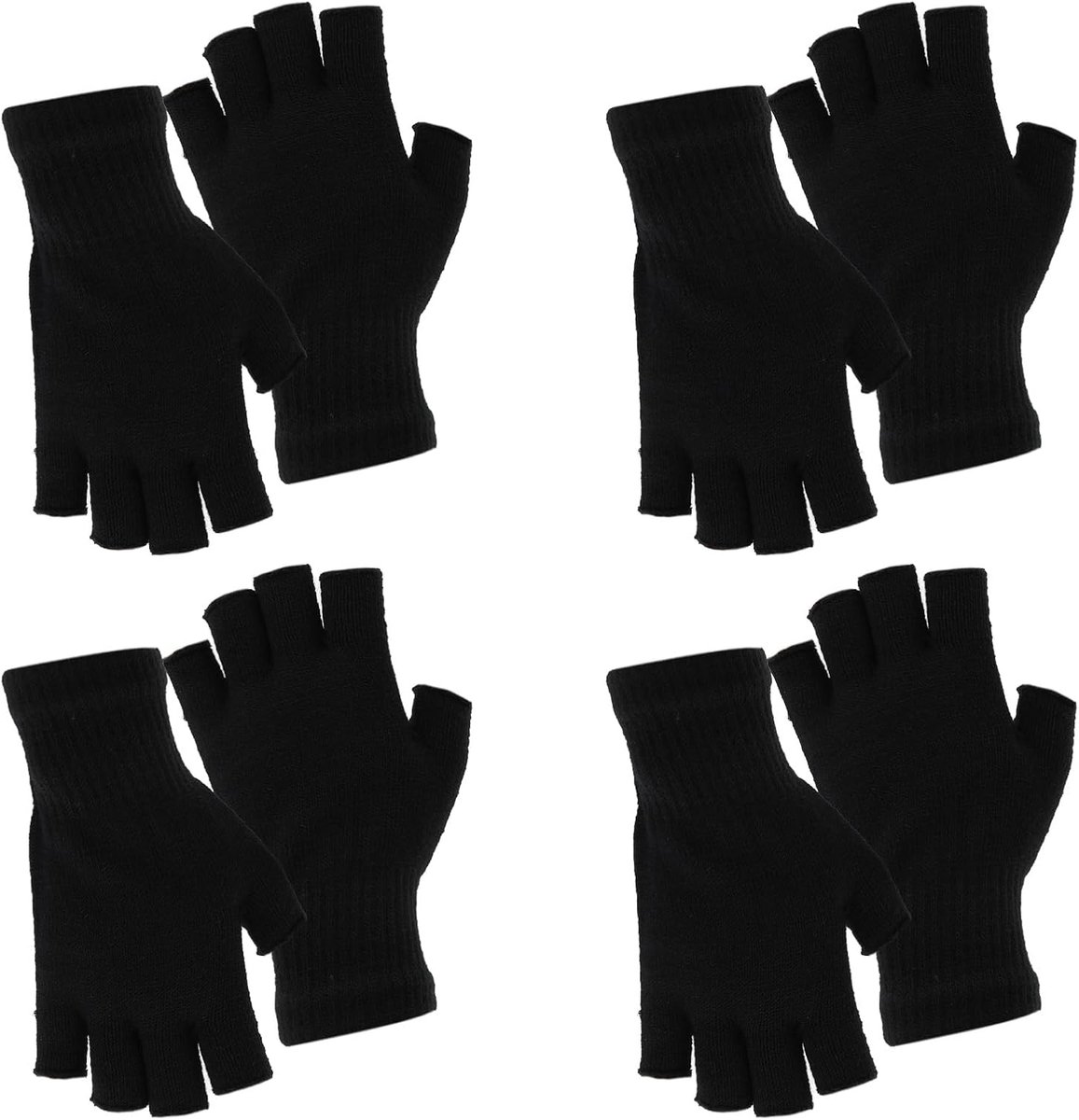Handschoenen, 4 paar vingerloze handschoenen, uniseks, katoen, gebreide handschoenen, zonder vingers, warme winterhandschoenen, voor dames en heren, voor typen, werk, rijden