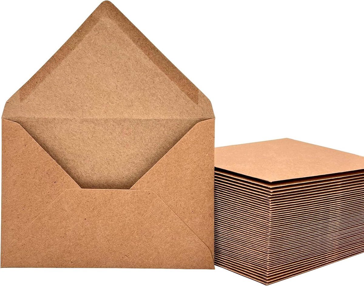 Enveloppen, 100 stuks, 130 g/m², enveloppen voor wenskaarten, uitnodiging, verjaardagskaarten, natte plakkap, puntige flap (DIN C6, 11,4 x