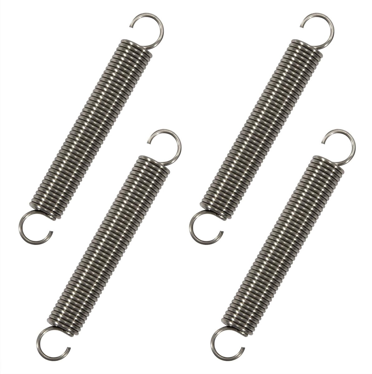70mm Trekveren met Haakjes Roestvrijstalen Veren Draaddiameter 1,2mm Buitendiameter 10mm Kracht 3,16KG 4 Stuks