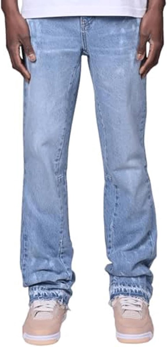 Jeans voor heren, Y2K Streetwear Baggy Jeans met inktspatdesign en zakken, bootcut denim vrijetijdsbroek in hiphop cowboystijl
