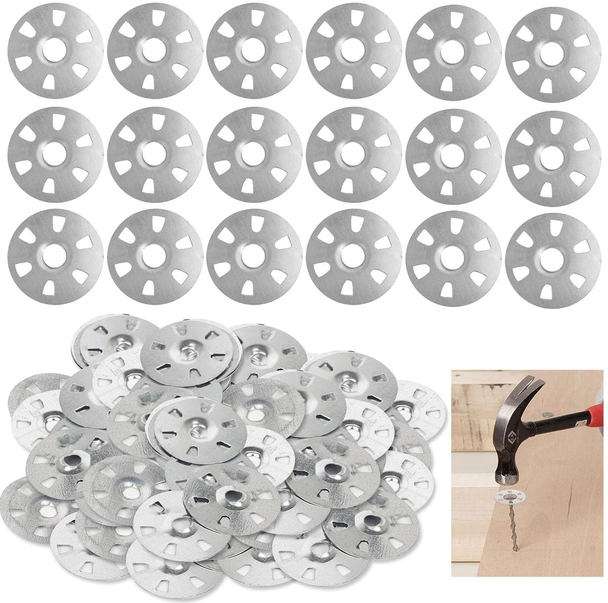 100 stuks sluitringen, 35 mm roestvrijstalen sluitringen, stalen isolatie, thermische plaat, verzinkte stalen isolatie, voor composietplaten
