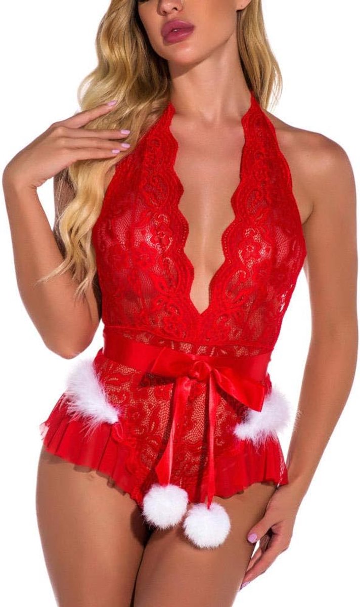 Kleding Dames Jurk Erotische Rode Sexy Ondergoed Doorzichtige Kant Sexy Lingerie Porno Diepe V Dame