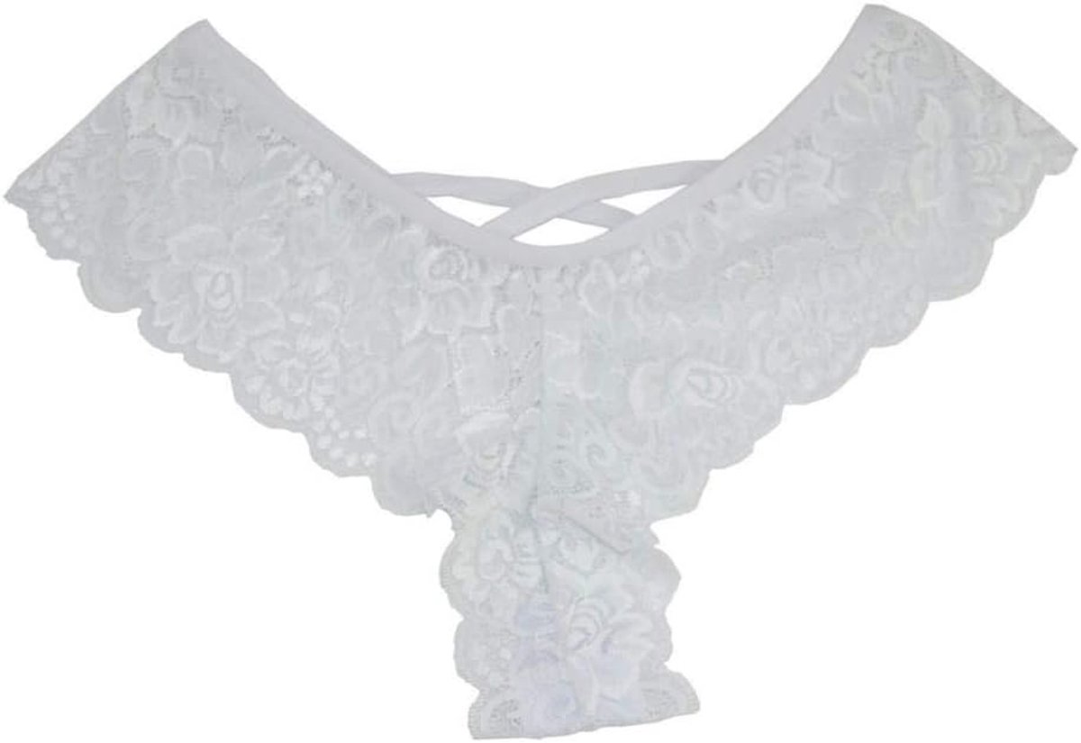 Lingerie voor dames sexy nachthemd lingerie nachtkleding Kant met stringNaadloze Slipje Vrouwen Onderbroek Sexy Kant Lage Taille Ondergoed G-string Lingerie Thongs-White_S