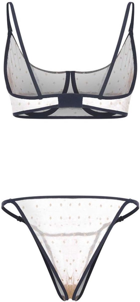 Lingerie & ondergoed Kant Perspectief Driepunts Sexy Ondergoed Dames Kant Opengewerkte Sexy Perspectief Tweedelige Set