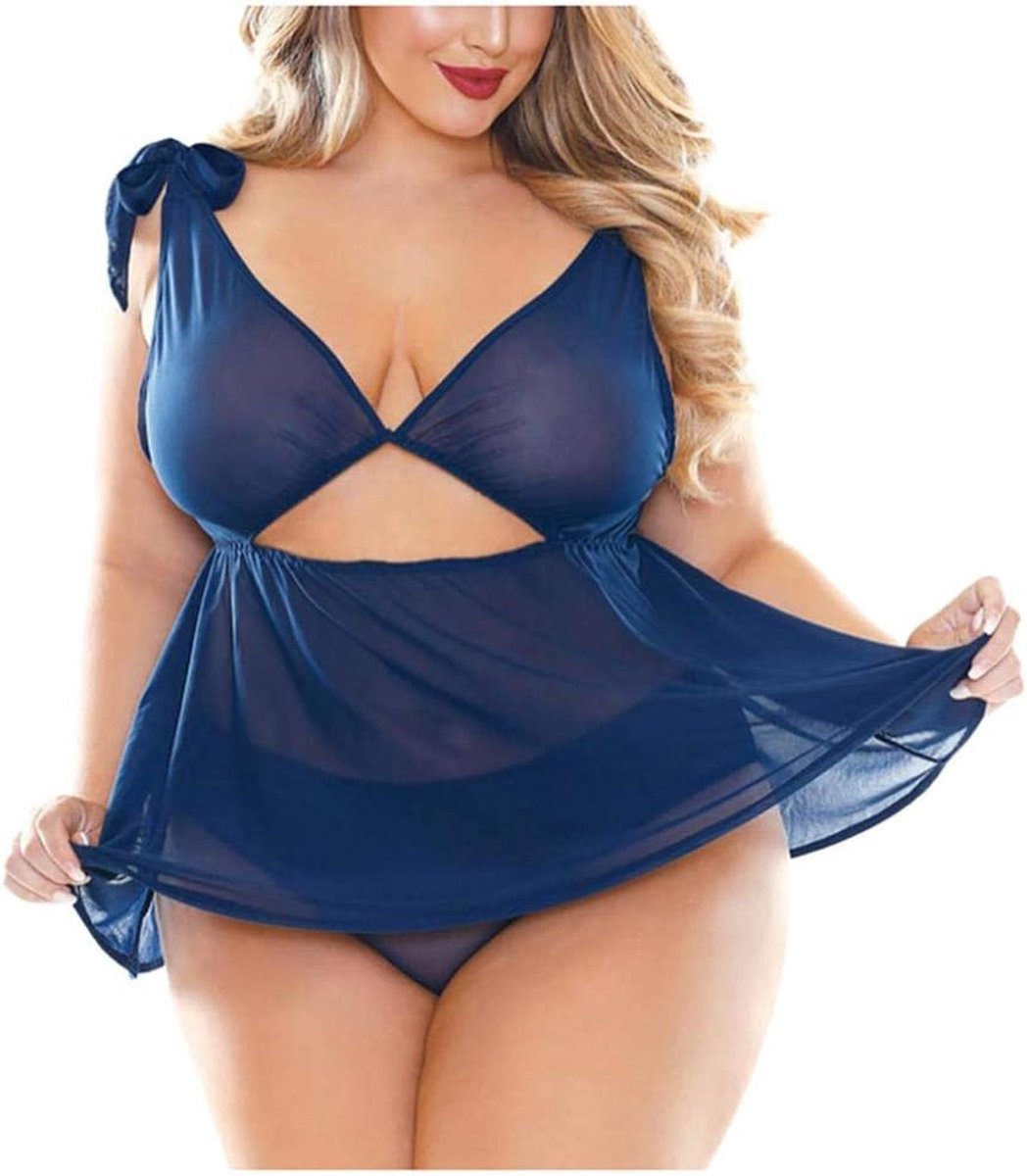 Dameskostuums Sexy Dames Plus Size Rok Lingerie Perspectief Porno String Temptation Ondergoed Erotische Dames Kostuums-Blue_4XL