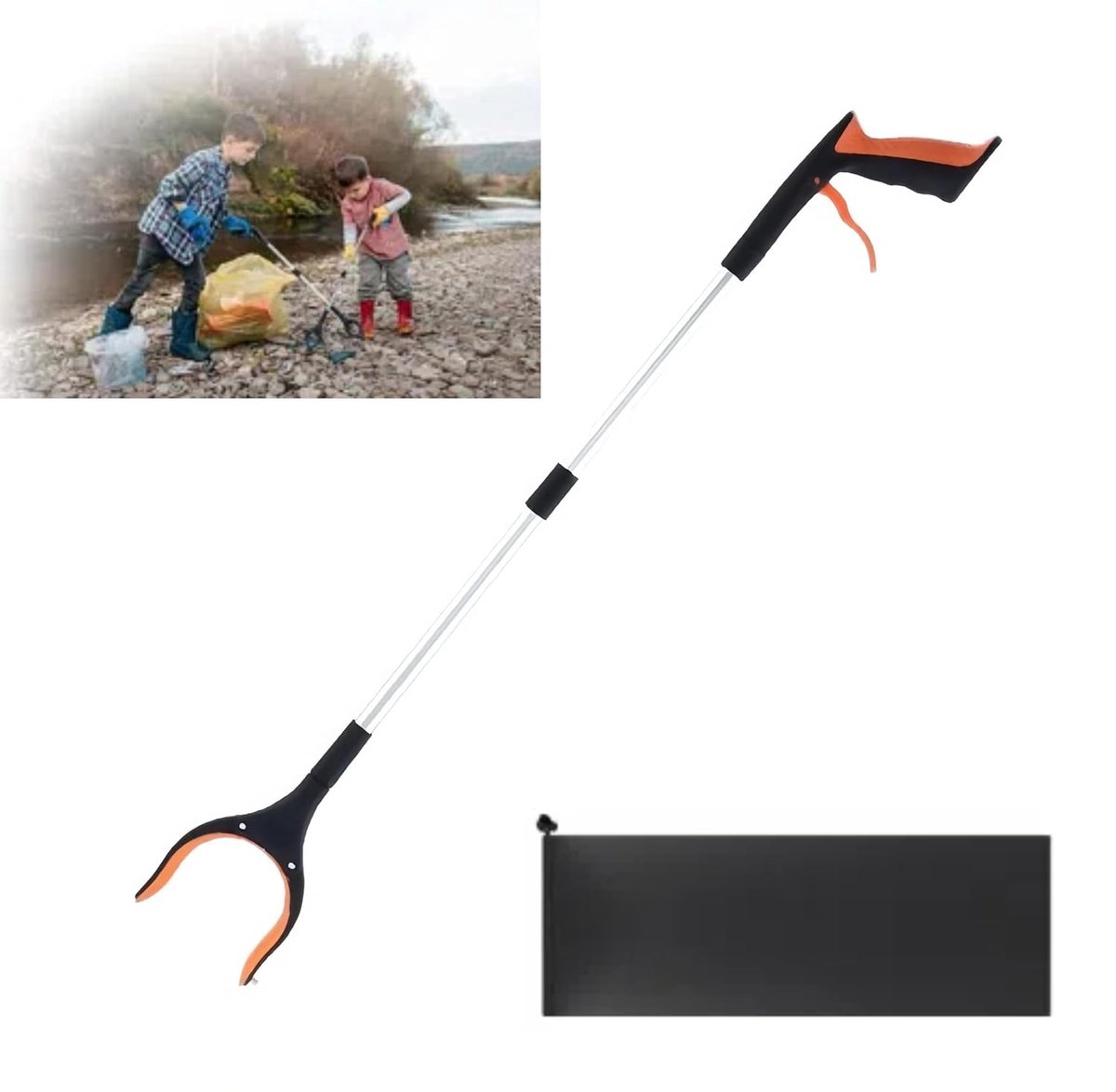 Opvouwbare grijper, grijptang voor senioren, aluminium, afvaltang, grijptang, afvalverzameltang, 360° draaibare kop, vuilnisgrijper, tang, voor het ophalen van afval, afvalverzameling