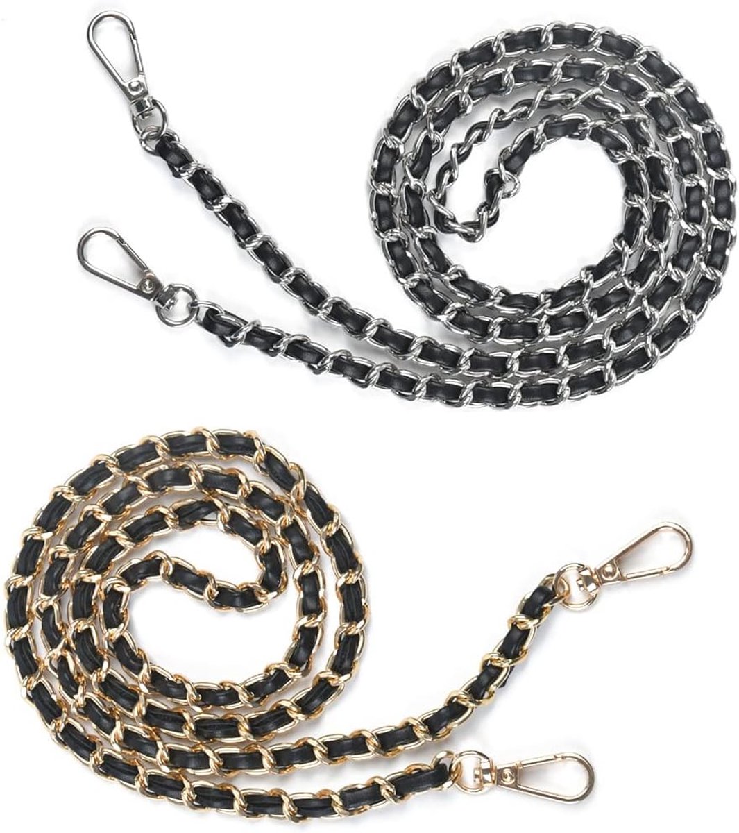 2 stuks zakkettingen, ketting voor tas met gespen 120 cm handtas ketting draagriem goud zilver metalen draagriem, voor dames handtassen, handtassen metalen kettingen