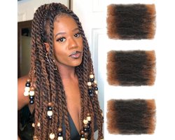 Kinky Curly Set van 3 verpakkingen kunsthaar, los, Marley Twist voor Dreadlocks, Spring Hair Bulk, Mini Repair Locs (T/30#, 40,6 cm)