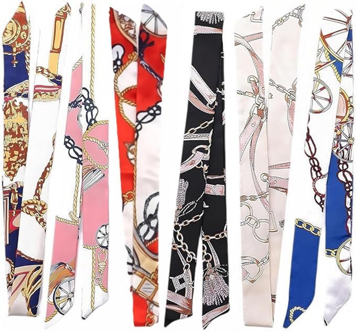 12 stuks handtassen sjaal, satijnen lint zijden doeken sjaal voor dames, handvat wikkelbandana, zijden sjaal voor handtassen handvat tas band sjaal haardoek, 100% polyester