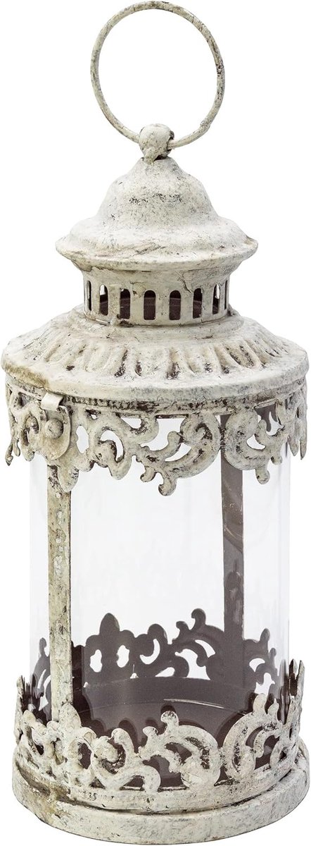 Tuinlamp om neer te zetten of op te hangen, landelijke stijl, windlicht, glazen lantaarn voor binnen en buiten, landhuisdecoratie, terrasdecoratie, bruiloftsdecoratie