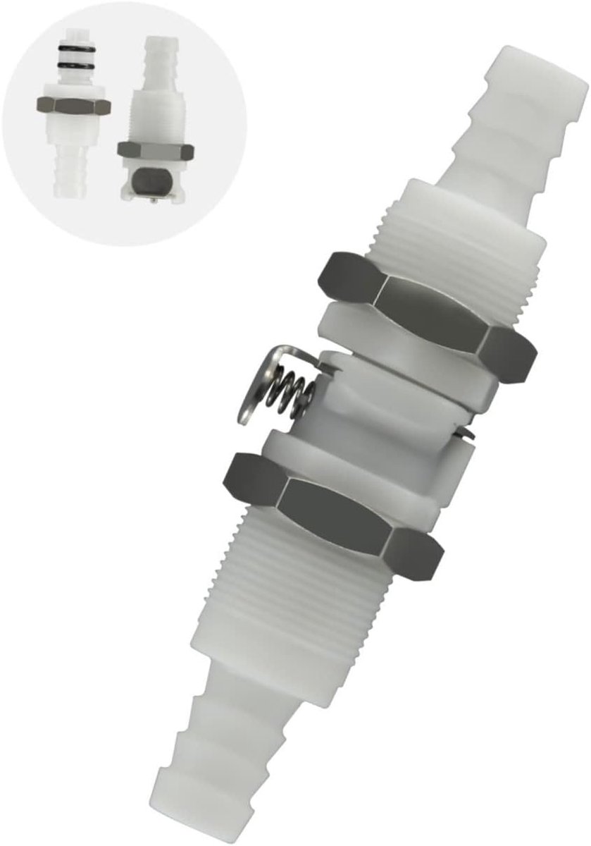 1/4" 3/8" 5/16" Plastic In lijn Slang Prikkeldraad Quick Disconnect fittingen, Paneelmontage Tubing Quick Connector, Schot Afsluitklep Mannelijk Vrouwelijk Quick Release Koppeling (1 Man+1