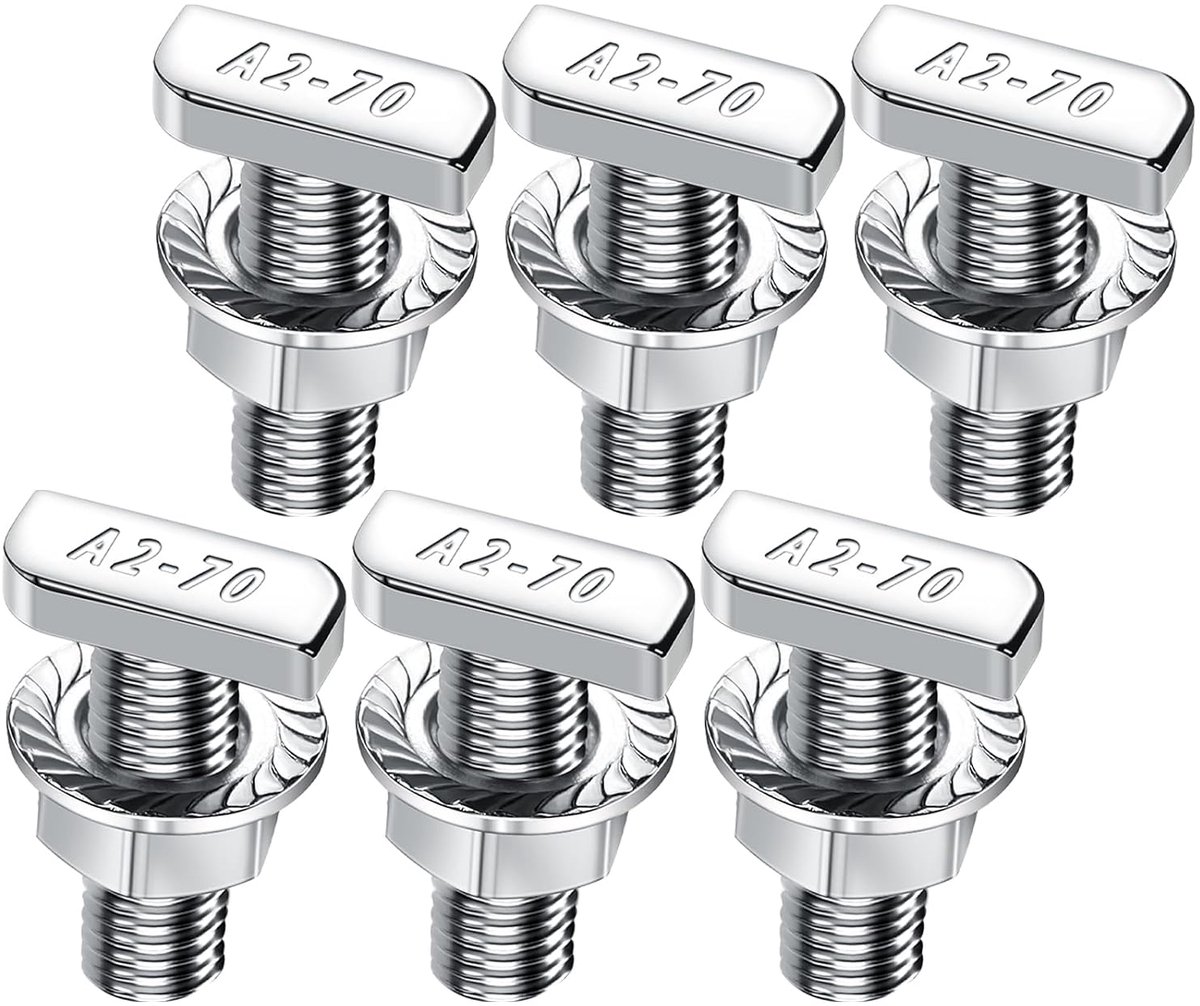 M8x25 roestvrij staal A2-70, 6 stuks hamerkopschroeven met borgmoeren flensmoeren stockschroeven M8 voor PV zonnemontagerails kassen en aluminiumprofiel voor fotovoltaïsche
