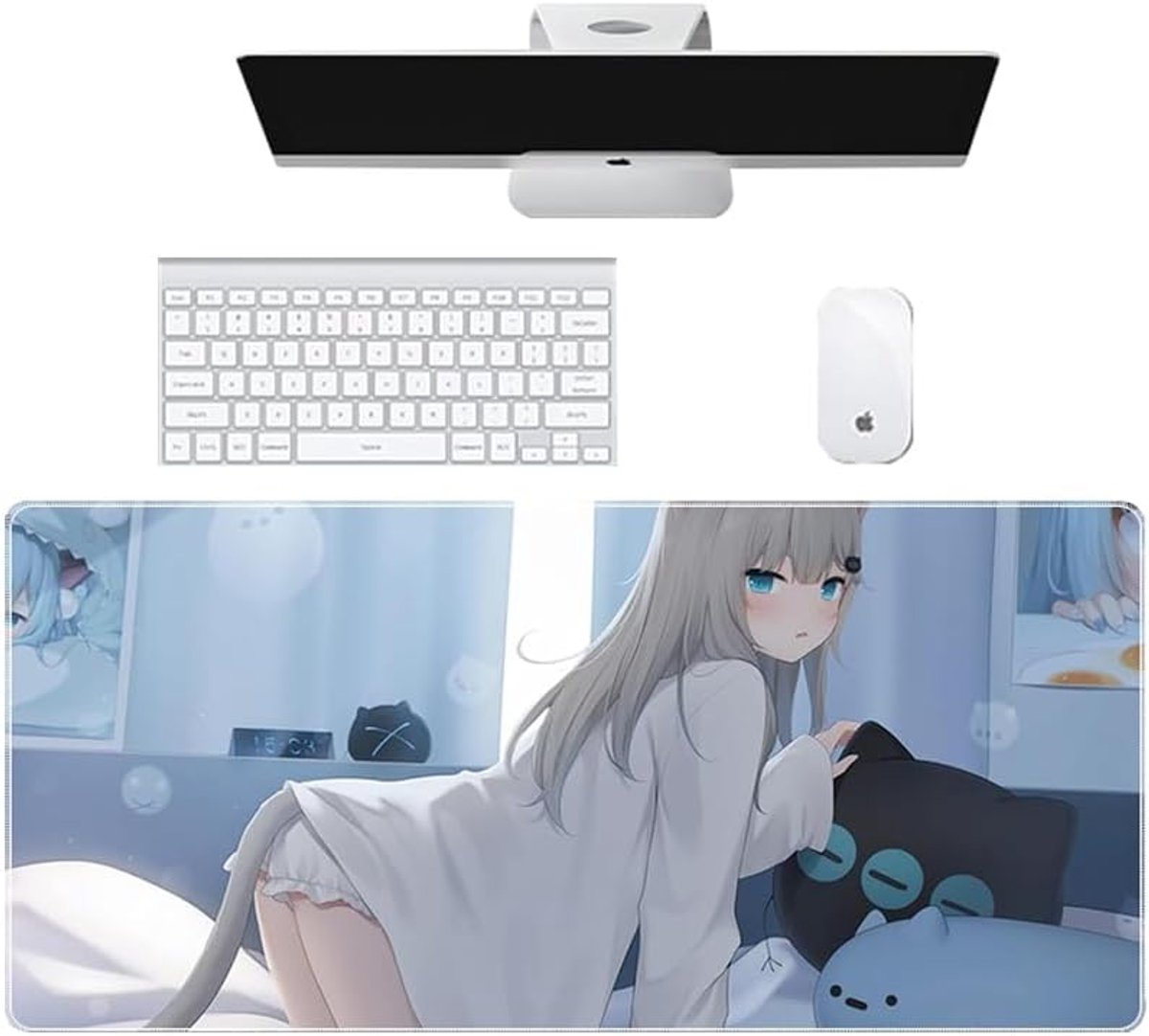 Muismat 900 x 400 x 3 mm Gaming Antislip Anime Bureau Cover Toetsenbord Mat Computer Mat Comic Girl