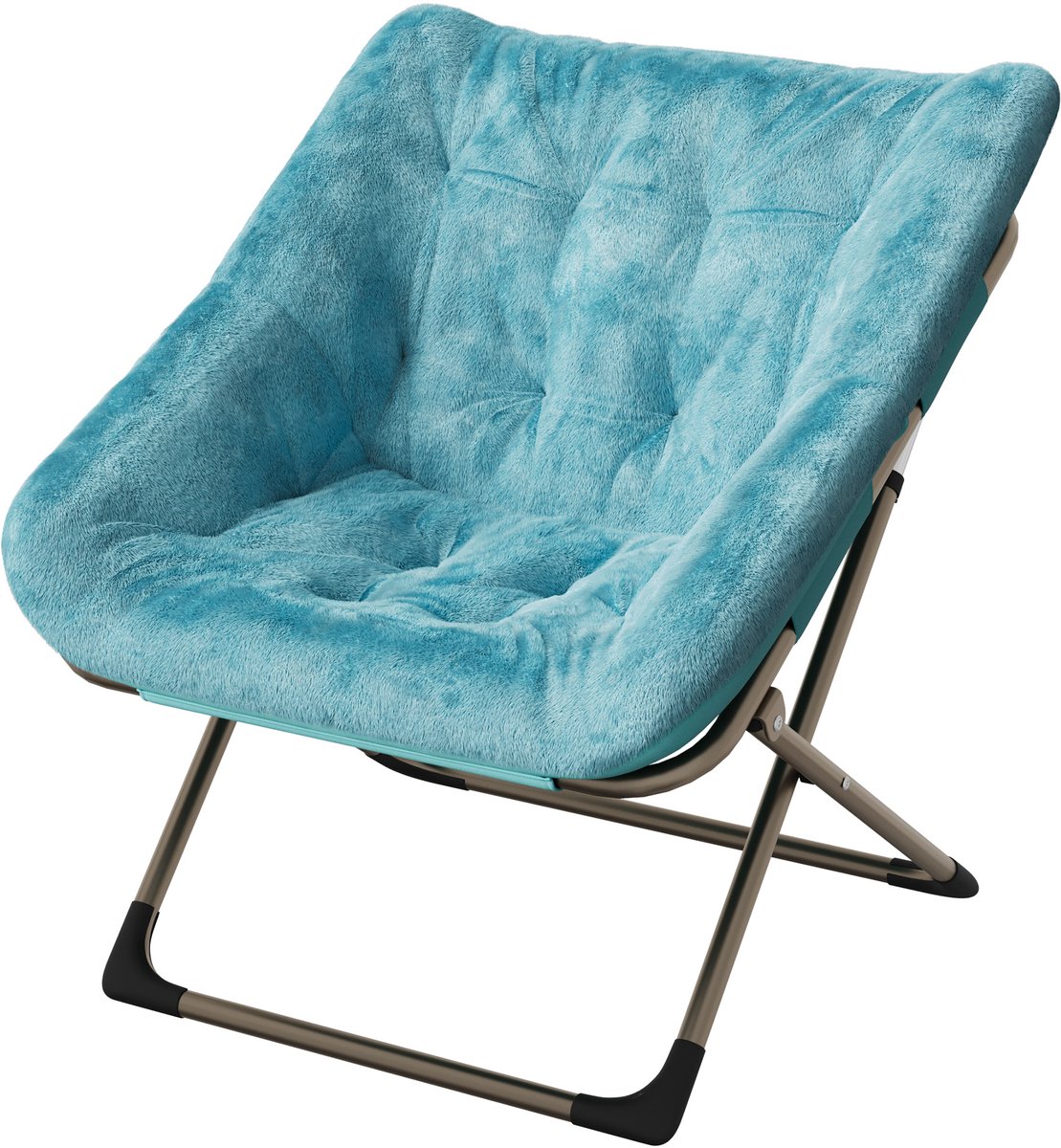 Loungestoel Rond Opvouwbaar - Zachte Fluweel Bekleding - Sterk Metalen Frame 136 kg - voor Woonkamer Slaapkamer of Balkon - Groen