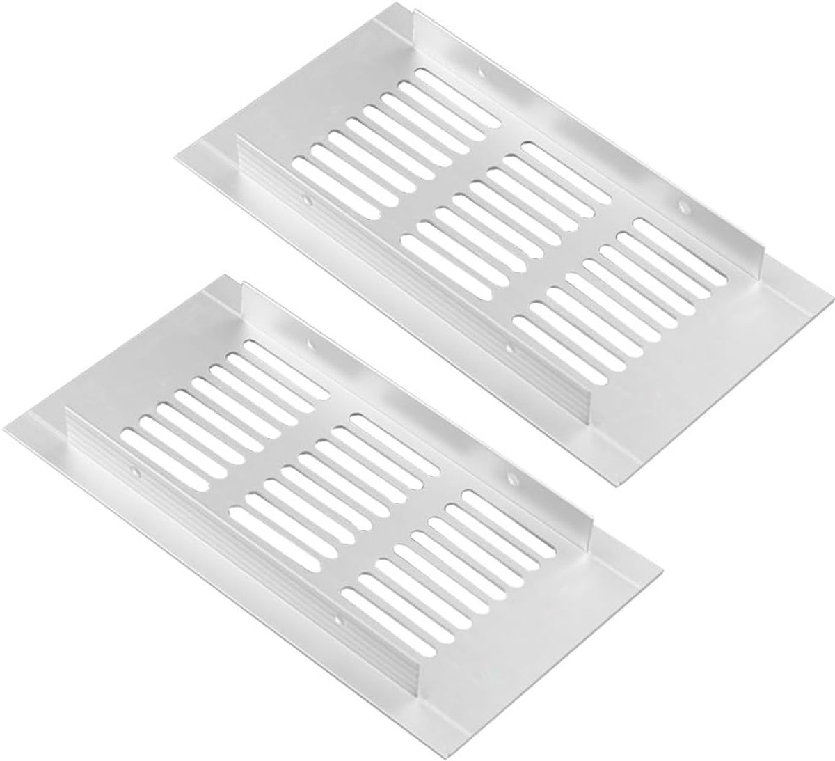 Plintrooster aluminium - 2 stuks - 80 x 150 mm - aluminium ventilatieroosters - afvoerluchtrooster - Ventilatierooster - Vierkant Luchtrooster - voor keukenkasten, kledingkast, kelderschacht - wit