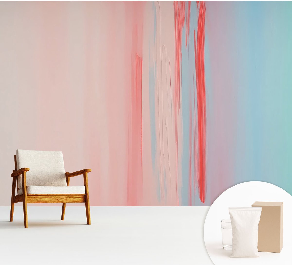 Wallfluent Fotobehang - Roze Vliesbehang - 312x219 cm - Kleuren Van Harmonie Muurschildering - Slaapkamer behang Abstractie - Fotobehang Vlies - Gang behang