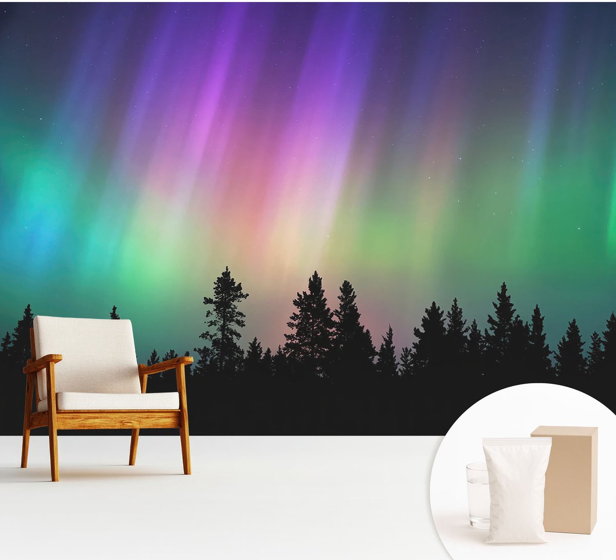 Wallfluent Fotobehang - Blauw Vliesbehang - 312x219 cm - Magische Hemel Fotobehang Vlies - Hal behang Landschappen - Muurschildering - Woonkamer behang
