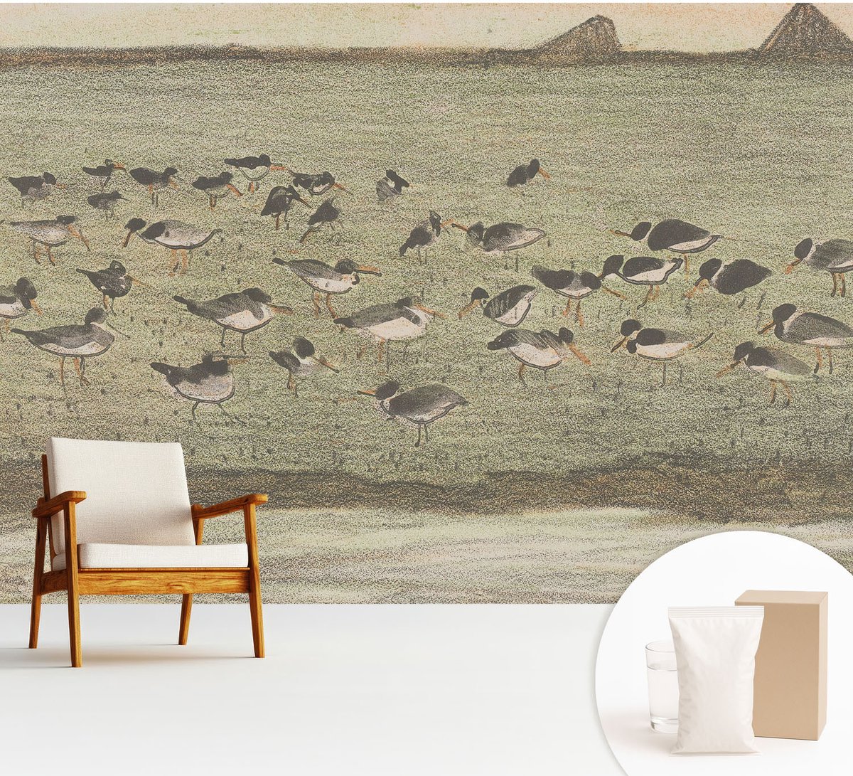 Wallfluent Fotobehang - Groente Vliesbehang - 312x219 cm - Vogels Vrede Muurschildering - Gang behang Dieren - Fotobehang Vlies - Gang behang