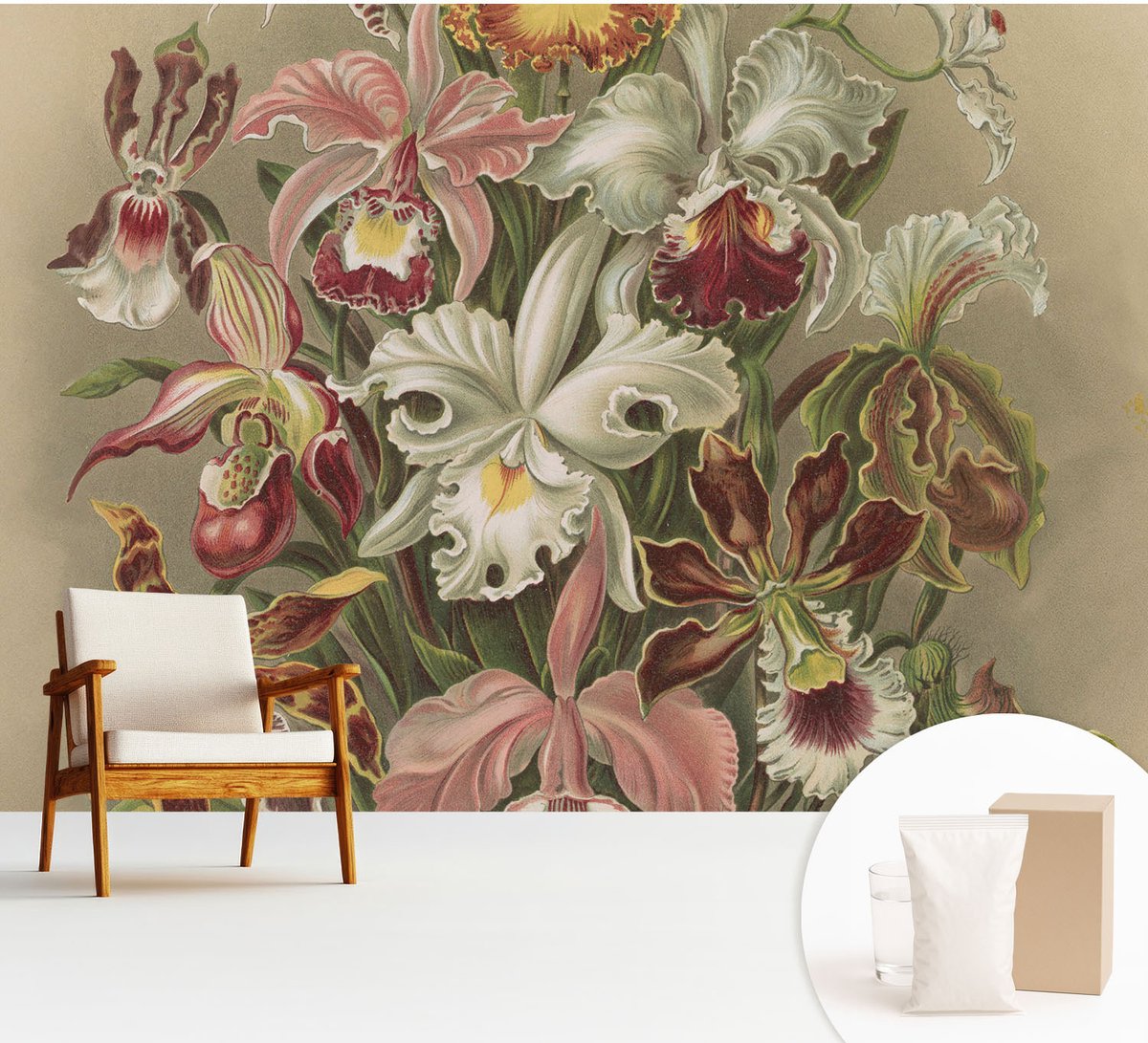Wallfluent Fotobehang - Groente Vliesbehang - 312x219 cm - Bloemige Elegantie Muurschildering - Gang behang Bloemen En Planten - Fotobehang Vlies - Slaapkamer behang