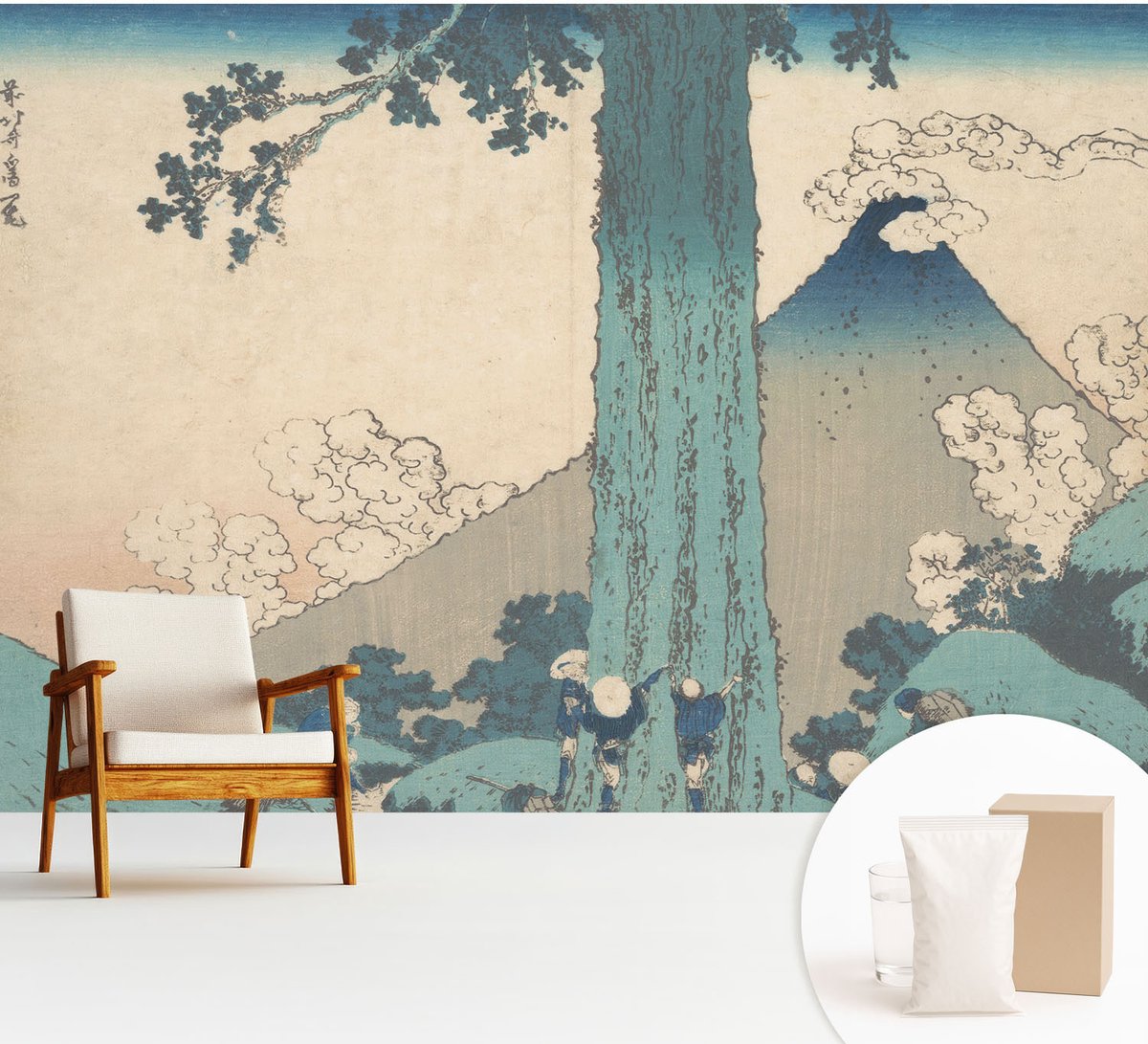Wallfluent Fotobehang - Blauw Vliesbehang - 312x219 cm - Bergpanorama Fotobehang Vlies - Woonkamer behang Landschappen - Muurschildering - Woonkamer behang