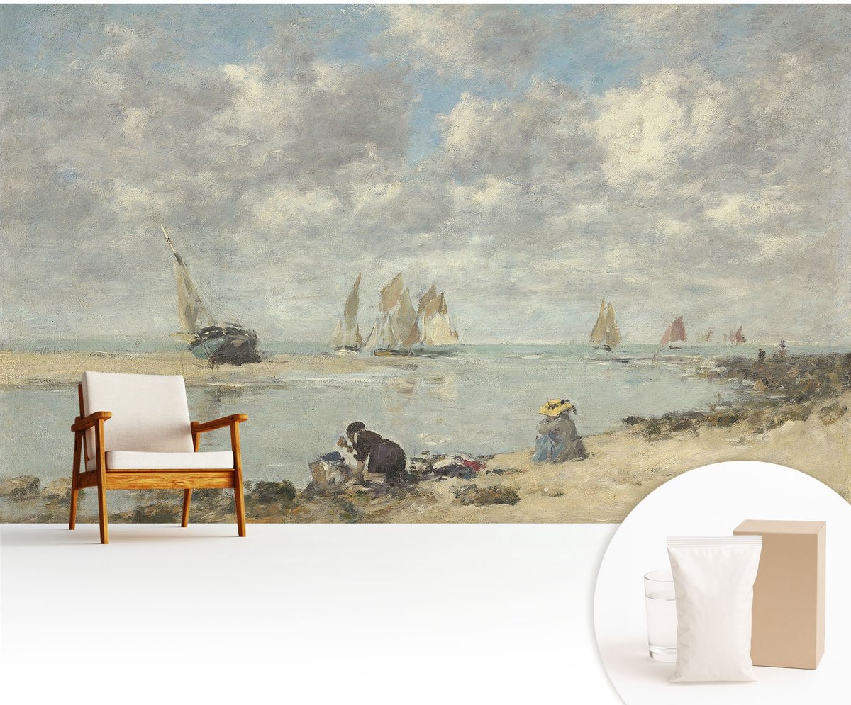 Wallfluent Fotobehang - Grijs Vliesbehang - 416x254 cm - Zeegezichten Fotobehang Vlies - Hal behang Landschappen - Muurschildering - Hal behang