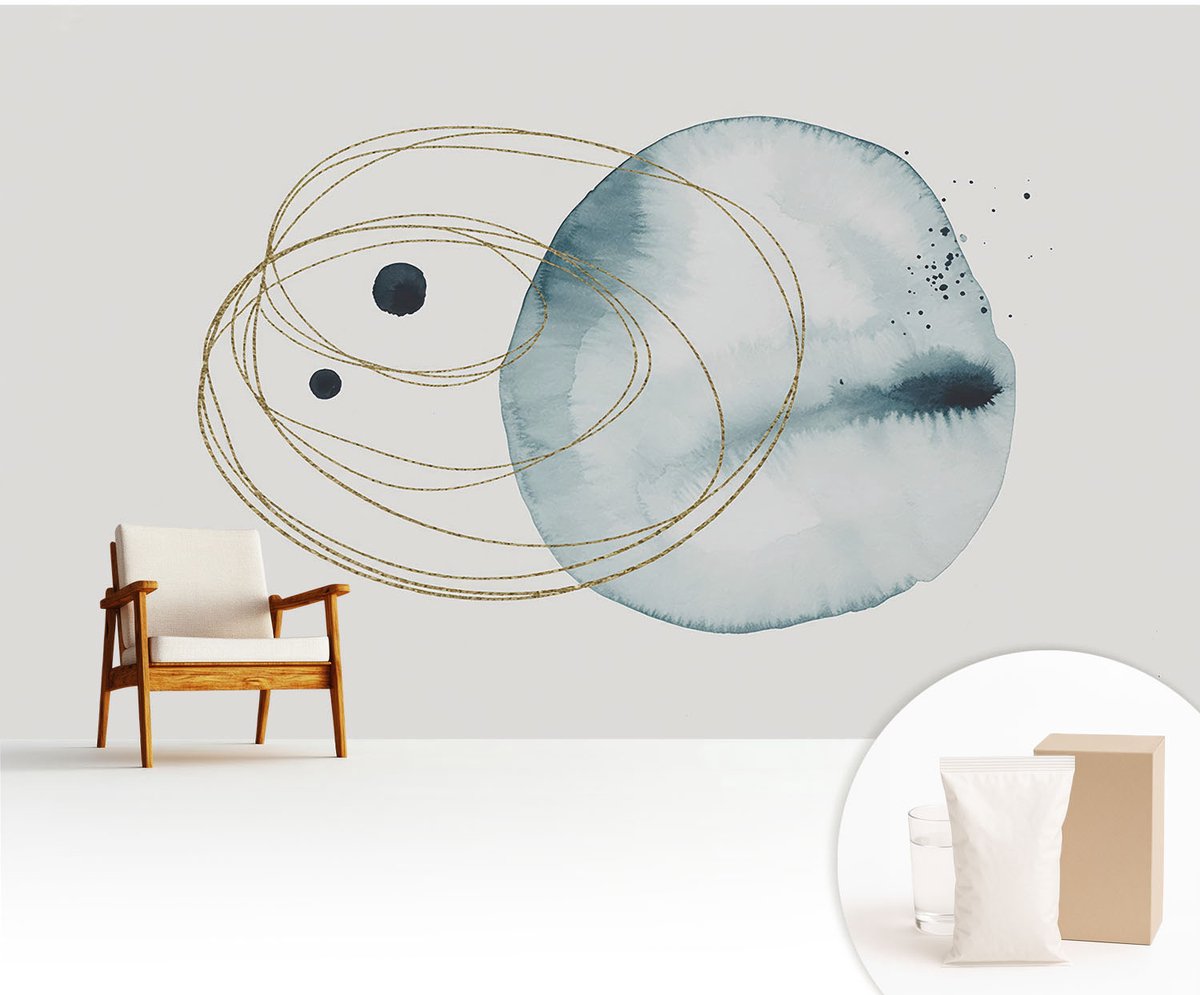 Wallfluent Fotobehang - Wit Vliesbehang - 416x254 cm - Abstracte Verbinding Fotobehang Vlies - Woonkamer behang Abstractie - Muurschildering - Woonkamer behang
