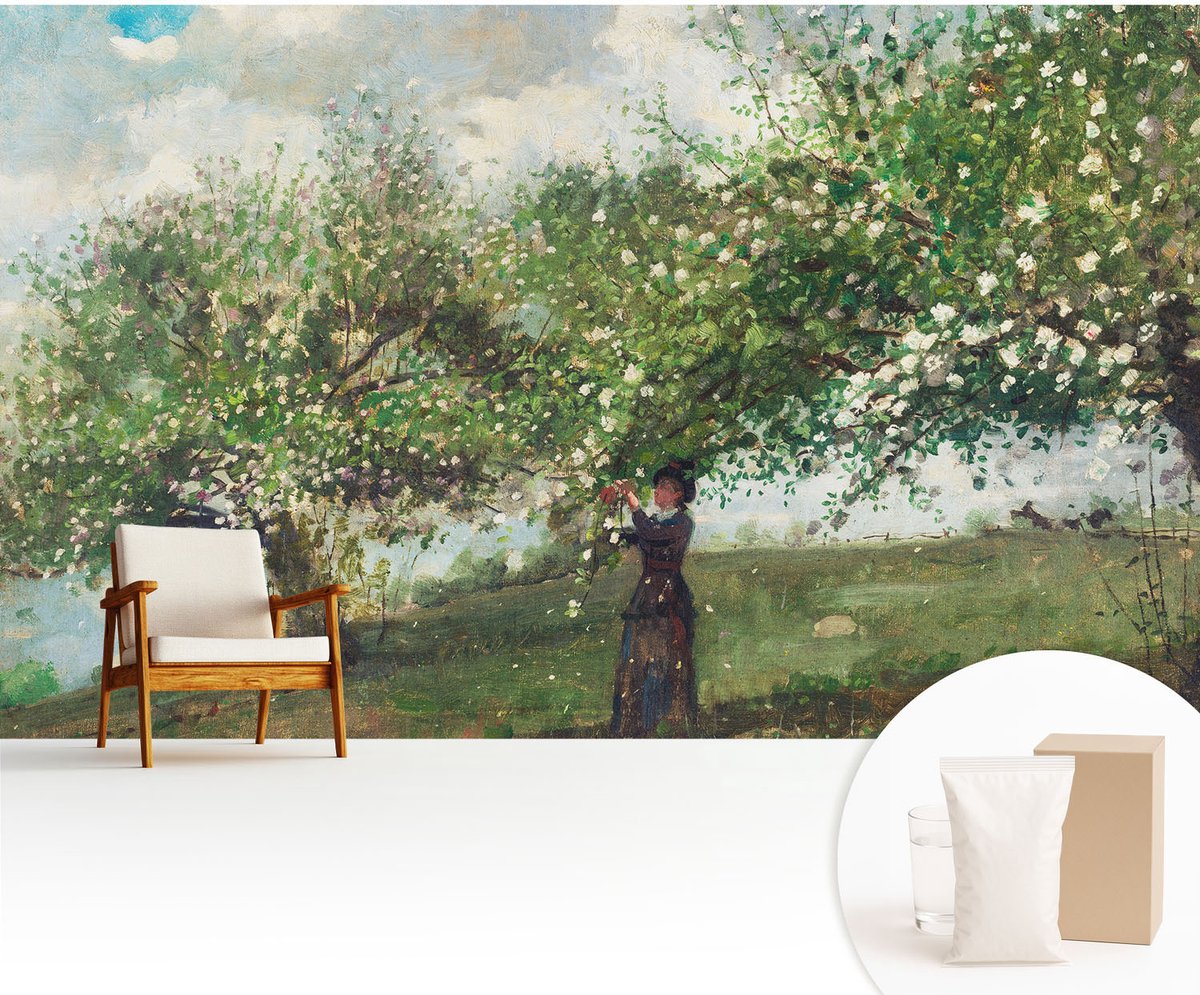 Wallfluent Fotobehang - Groente Vliesbehang - 416x254 cm - Lentetafereel Muurschildering - Slaapkamer behang Landschappen - Fotobehang Vlies - Slaapkamer behang