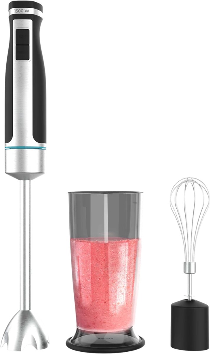 Verte - Staafmixer - XL Cream Staafmixer - Vermogen 1500 W - Extra Lange Spatbescherming - 21 Snelheden + Turbo - Soft-Touch-Coating - Inclusief Accessoires