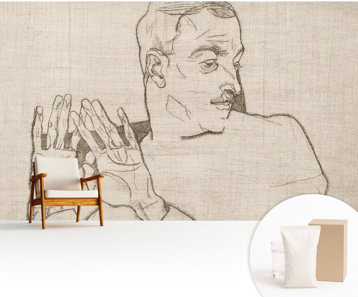 Wallfluent Fotobehang - Wit Vliesbehang - 416x254 cm - Een Onderscheidend Karakter Fotobehang Vlies - Hal behang Deel - Muurschildering - Hal behang