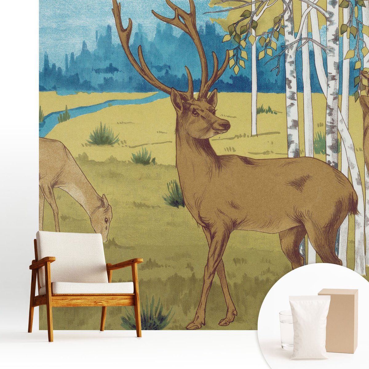 Wallfluent Fotobehang - Groente Vliesbehang - 250x250 cm - Bosharmonie Fotobehang Vlies - Woonkamer behang Landschappen - Muurschildering - Hal behang