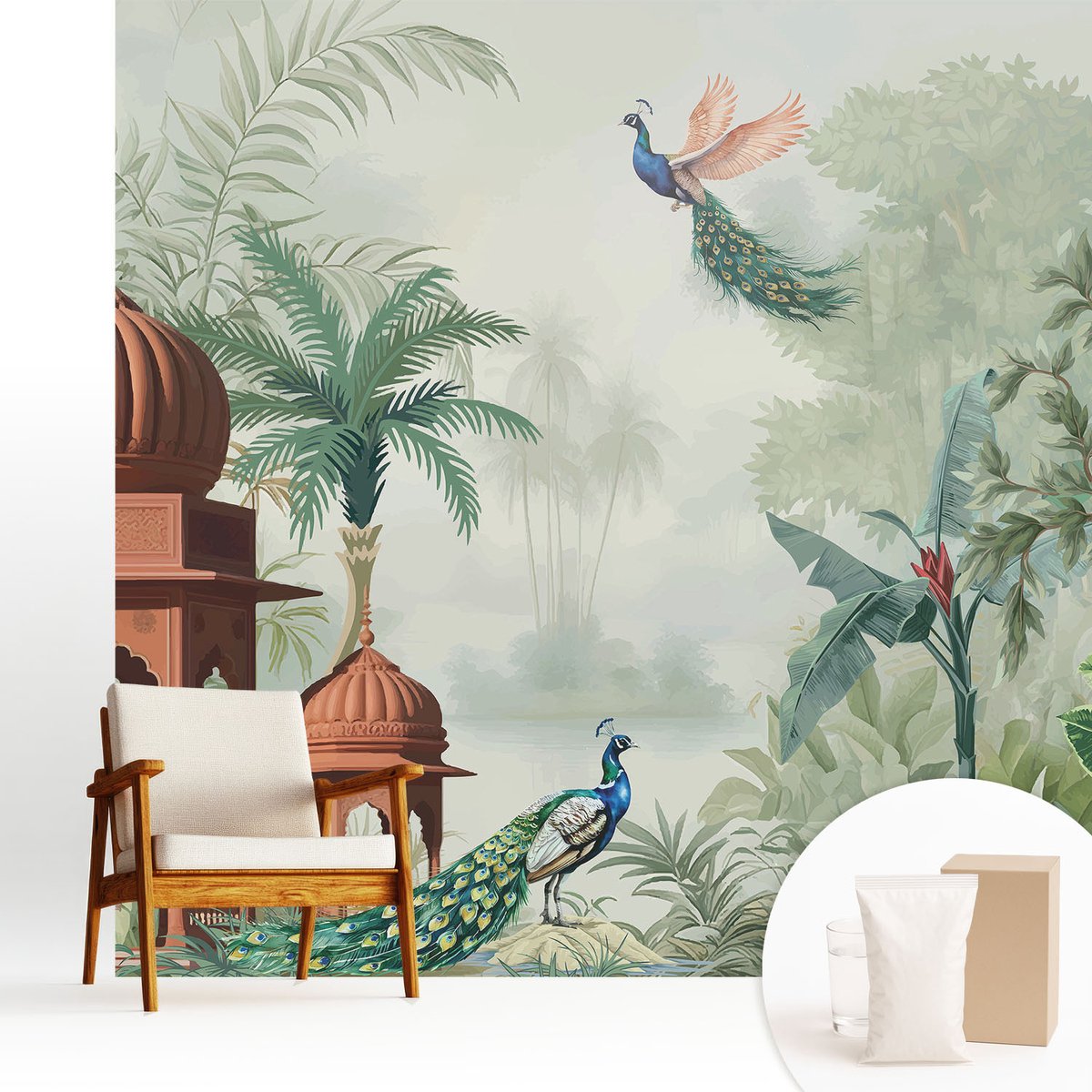 Wallfluent Fotobehang - Groente Vliesbehang - 250x250 cm - Pauwentuinen Muurschildering - Slaapkamer behang Landschappen - Fotobehang Vlies - Gang behang